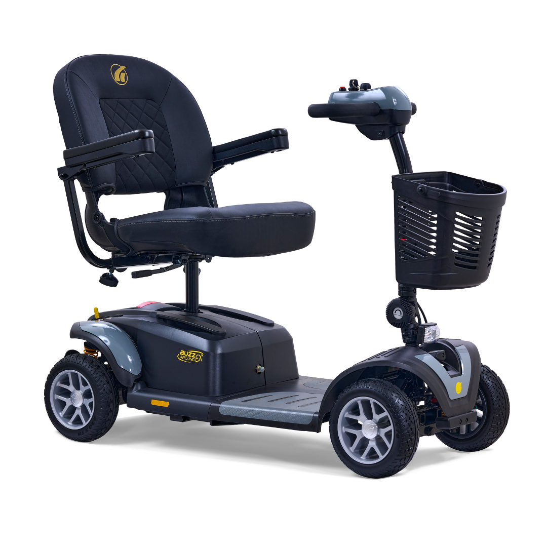 Golden GB148 BuzzAround EX 4-Wheel Long Range Travel Scooter - Stone Grey front right